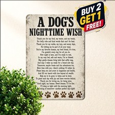 Dog Bedtime Prayer Quote Poster Paw Prints Pet Lover Metal Decor picture