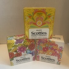 3 boxes *Sealed* Scotties White Family Hankies Facial Tissues 60x3=180 2-Ply picture