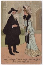 Antique Comic Postcard Our Cousin And Her Admirers The Professor 1904 picture