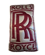 Rare Vintage Rolls Royce RR Automotive Satin Pillow Cushion Burgundy Silver picture