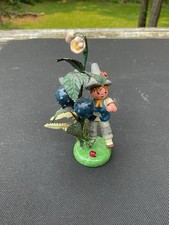Vintage Hubrig Volkskunst Wooden Folk Art Autumn Child Blackberry Figurine 4” picture