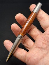 Handmade Amboyna Burl Twist Pen Antique Silver Parker Refill Gift Box Desc picture