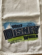 Disney World Souvenir Terry Cloth Towel Printed 1990s White WDW 26.5 X 17