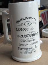 Pre Prohibition Zeugschmidt Pittsburgh PA Advertising Stoneware Beer Mug Sign picture