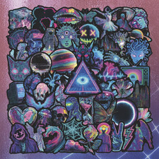 56 Pack Neon Cyberpunk Sticker Decal Set Matte 2 Inch Pink Purple Blue Heart -US picture