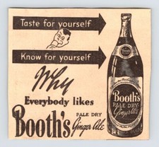 1946 BOOTH'S PALE DRY GINGER ALE SODA Vintage 3.5
