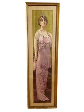 Antique Edwardian 1916 Pabst Brewing Yard Long Advertising Flapper Girl Print picture