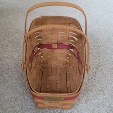 Longaberger 1991 Yuletide Traditions Christmas Basket Sleigh Red Holiday picture