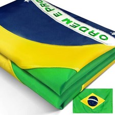 Anley EverStrong Embroidered Brazil Flag 3x5Ft-Polyester Brazilian Flags picture