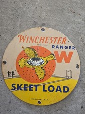 VINTAGE WINCHESTER SKEET LOAD RIFLES AND SHOTGUNS PORCELAIN SIGN 12