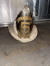 Cairns High Eagle Fire Helmet Comb Liberty 5 Metal Front Rare Early Antique picture