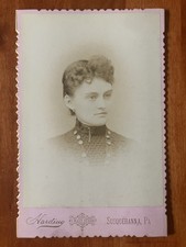 Woman Pretty Pink Cabinet Card Scalloped Antique Photo Harding Susquehanna PA picture