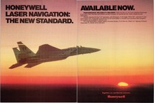 Honeywell 1985 Laser Navigation 2 Page Print Ad F-15E Eagle Sunset Art picture