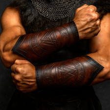 Leather Bracer | Norse Valknut Leather Bracer Viking Bracer Arm Guard picture