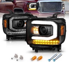 for 2014-2019 GMC Sierra 1500 2500HD 3500HD [LED DRL Type] Black LED Tube Projec picture