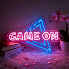 Game on Neon Sign LED USB Wall Light Dimmable Gaming Room Decor Esports picture