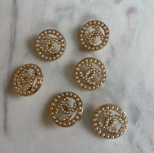 STAMPED lot of 10 Designer Gold Pearl Button 24mm picture