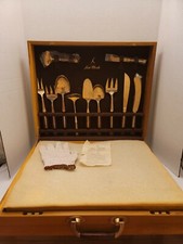 91 Piece Jean-Claude Rosewood & Bronze Complete Flatware & Servingware Set picture
