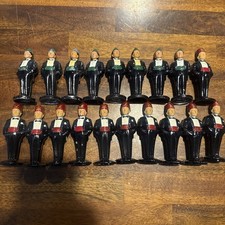 19 Vintage Shriners Mason Fez Figurine Cast Metal Painted Tuxedo 1960s Red/green picture