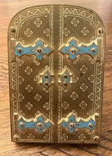 Antique Victorian Ornate Brass Picture Frame Standing Double Folding Easel 3.85