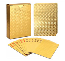 2 DECKS -- 24k Gold Foil Poker Playing Cards With Matching Box picture