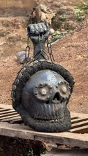 Powerful  African Skull, Hand Holding Chain. 15 “ Inches. picture