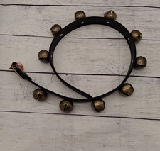 10-Bell Sleigh Bells, Antiqued Brass Bells, Black Leather Strap Horse picture