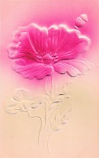 Postcard Vintage(2) Birthday Pink Embossed Flower,Flowers,Ribbons(2-UP)(894) picture