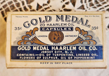 Vintage c.1940 Gold Medal Haarlem Oil Capsules Original Box  35 Cents ~ Empty 3