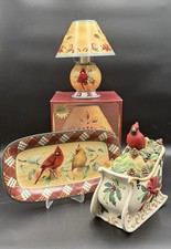 Lenox Winter Greetings Everyday Lot Sleigh Cookie Jar Candle Lamp Cardinal Tray picture