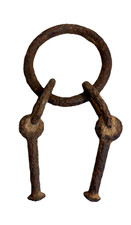Antique Primitive Hand Forged Blacksmith Ring 2 Links & 2 Eye Bolts Rusty Patina picture