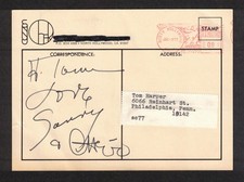 Cher & Sonny Bono Pop Duo Original Signed Autograph Postcard Dated 1977 picture