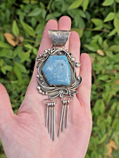 VINTAGE NAVAJO ELIZABETH PLATERO NEW LANDER VARISCITE STERLING SILVER PENDANT picture
