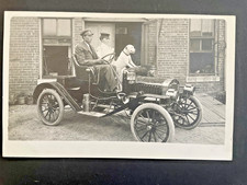 RPPC Beautiful Unknown Runabout Car c.1908? With White Pit Bull Original picture