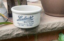 NJ LAMBRECHT BUTTER CROCK 5.5 “ w TUB New York New Jersey Antique  Shelf size picture