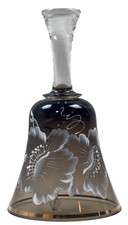 (4A) Vintage Hand-Painted Smoked Glass Floral Crystal Table Dinner Bell picture