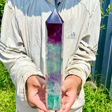 2.66LB Natural Fluorite Crystal Column Magic Wand Obelisk Point Earth Healing picture
