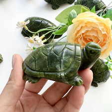 Nephrite Jade Turtle Crystal Carving Hand Carved Figurine Lucky Home Decor Gifts picture