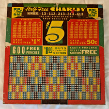 Vintage Punch Board Trade Simulator Gambling Game Half Free Charley - DS31 picture