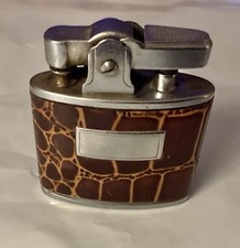 Vintage Corona Brown Leather Lighter 2” Tall Great. picture
