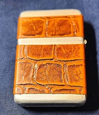 VINTAGE STORM KING LIGHTER w/LEATHER WRAP  4 BARREL  WIND PROOF - LIGHTS picture