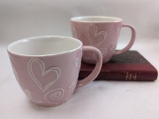 2 NEW Starbucks 2006  Floral Heart Pink Mug 12 oz Valentines Day Spring A PAIR picture