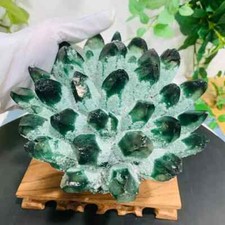 2026Rare Large Raw Green Ghost Crystal Cluster Natural Rough Geode Reiki Quartz picture