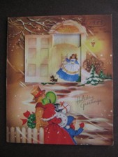 1953 vintage greeting card CHRISTMAS Pop-Up Inside of Family w/ Xmas Tree picture