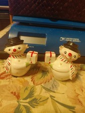 Vintage Holt Howard 1950's Christmas Japan Snowmen Salt Pepper Shakers Mcm Cute picture