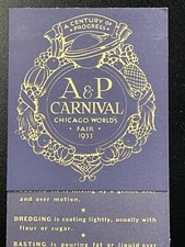 A&P Carnival 1933 Chicagos Worlds Fair Trade Card Promotional Cooking Recipes picture