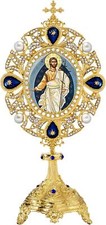 The Resurrection of Christ Icon in Ornate Footed Frame for Altar or Shrine 7 In picture
