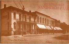 Plano IL postcard MAIN STREET VIEW WITH CAFE HOTEL 9/12 BB2823 picture