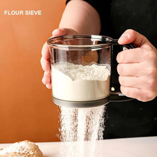 1pcs Semi-Automatic Flour Sifter – Transparent Hand Press Baking Sieve - NEW picture