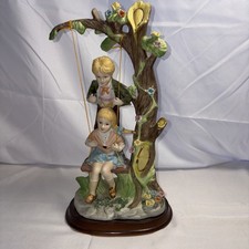 Rare Vintage Lenwile Ardalt Bisque Porcelain Boy and Girl on Swing. Retired picture